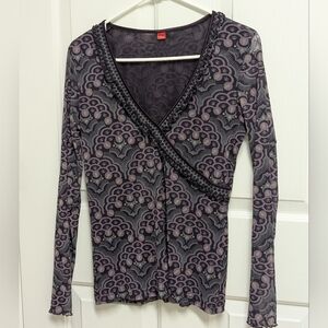 Mesh Wrap Top Whimsigoth Asymmetrical Y2K Frill Fairycore Layered Blouse  Size 8